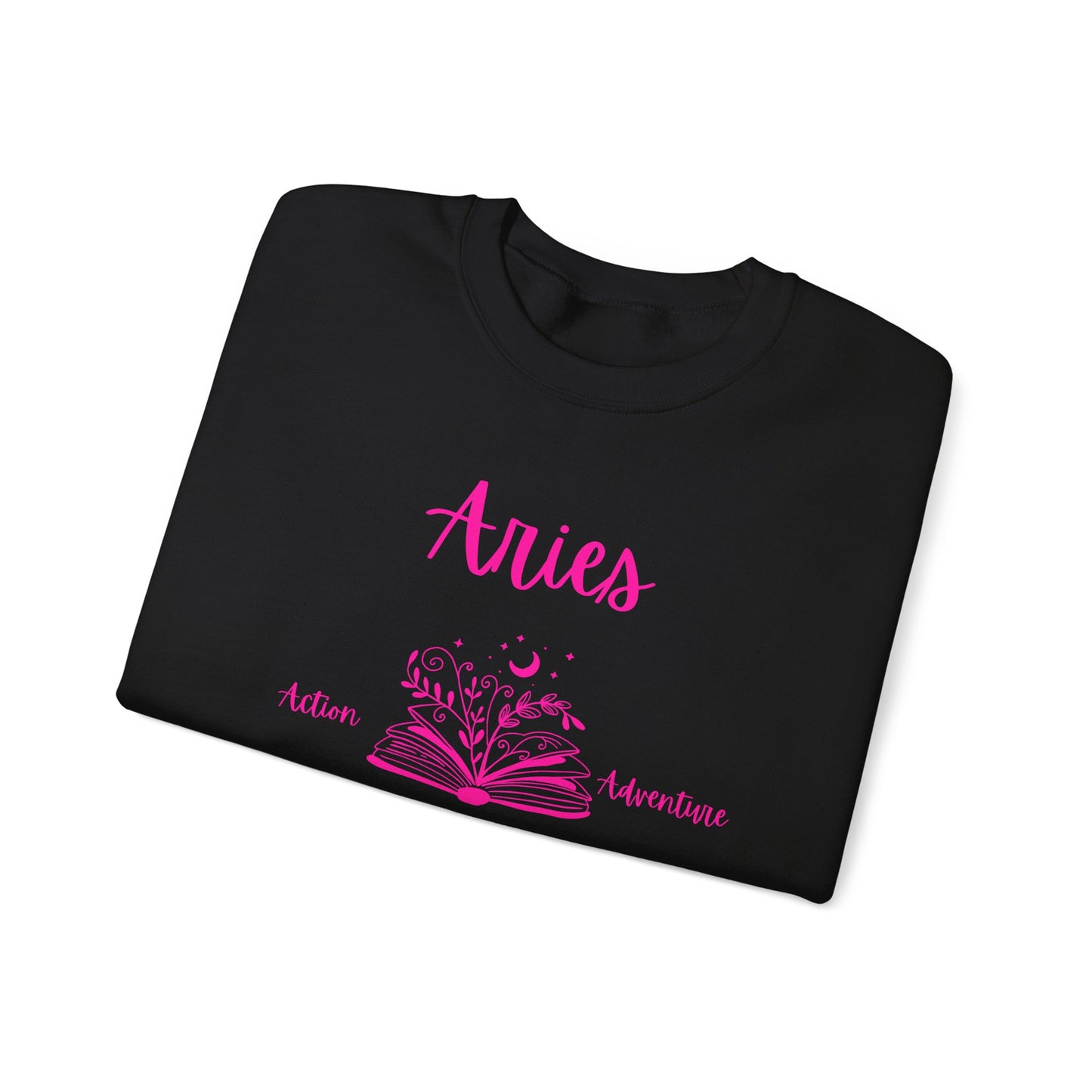 Aries Bookworm Crewneck Sweatshirt, Astrology Zodiac Gift, Aries Apparel, Book Lover Gift, Pink Graphic Sweatshirt, Aries Birthday Present,