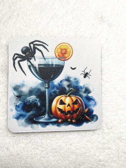 Halloween Neoprene Coaster Set: Spooky Drinkware, Party Decor