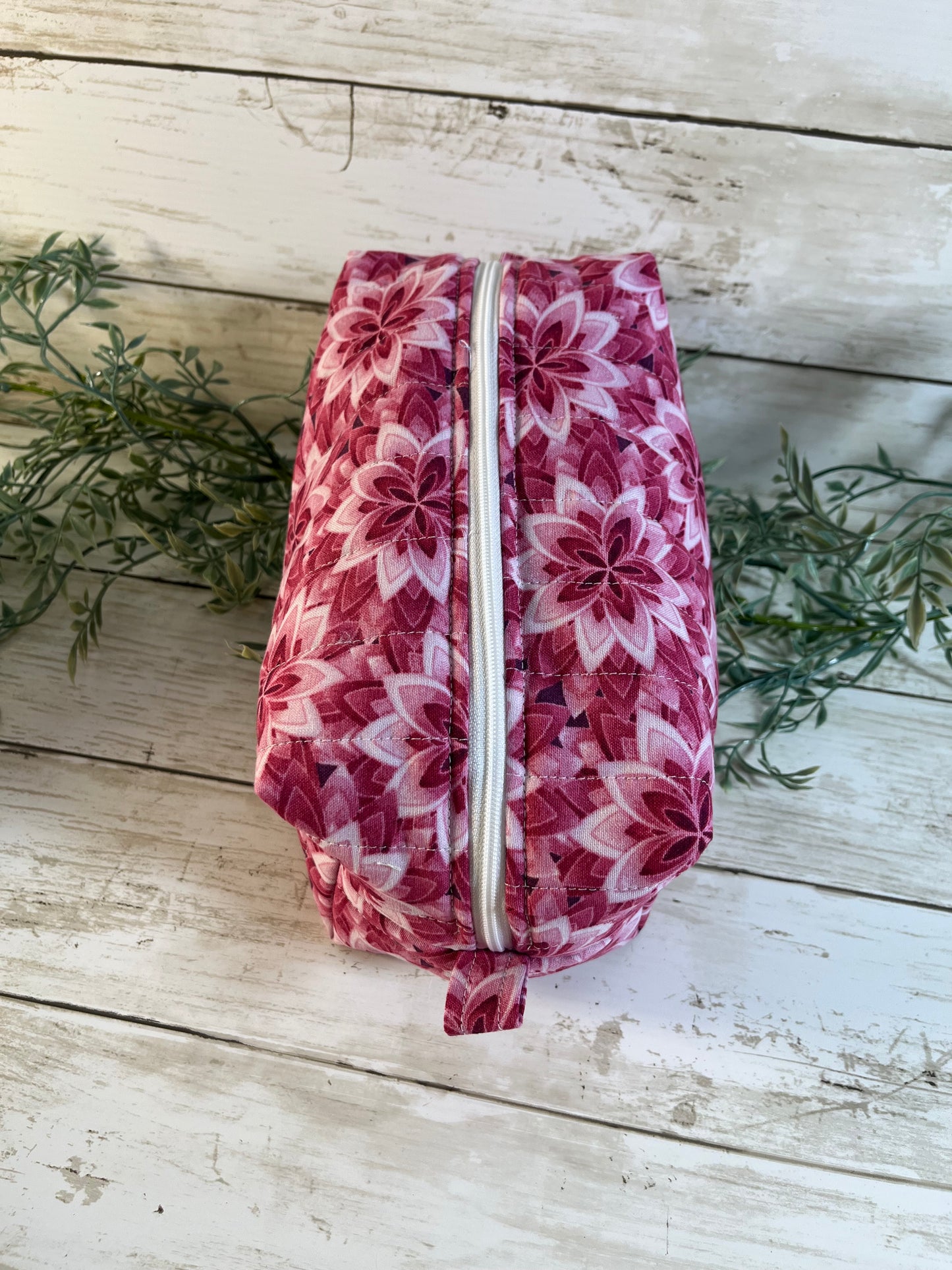 Handmade Boxy Makeup Bags | Quilted Cotton Cosmetic Pouch | Pink Floral & Western Prints | Travel Toiletry Organizer | Gift for Her