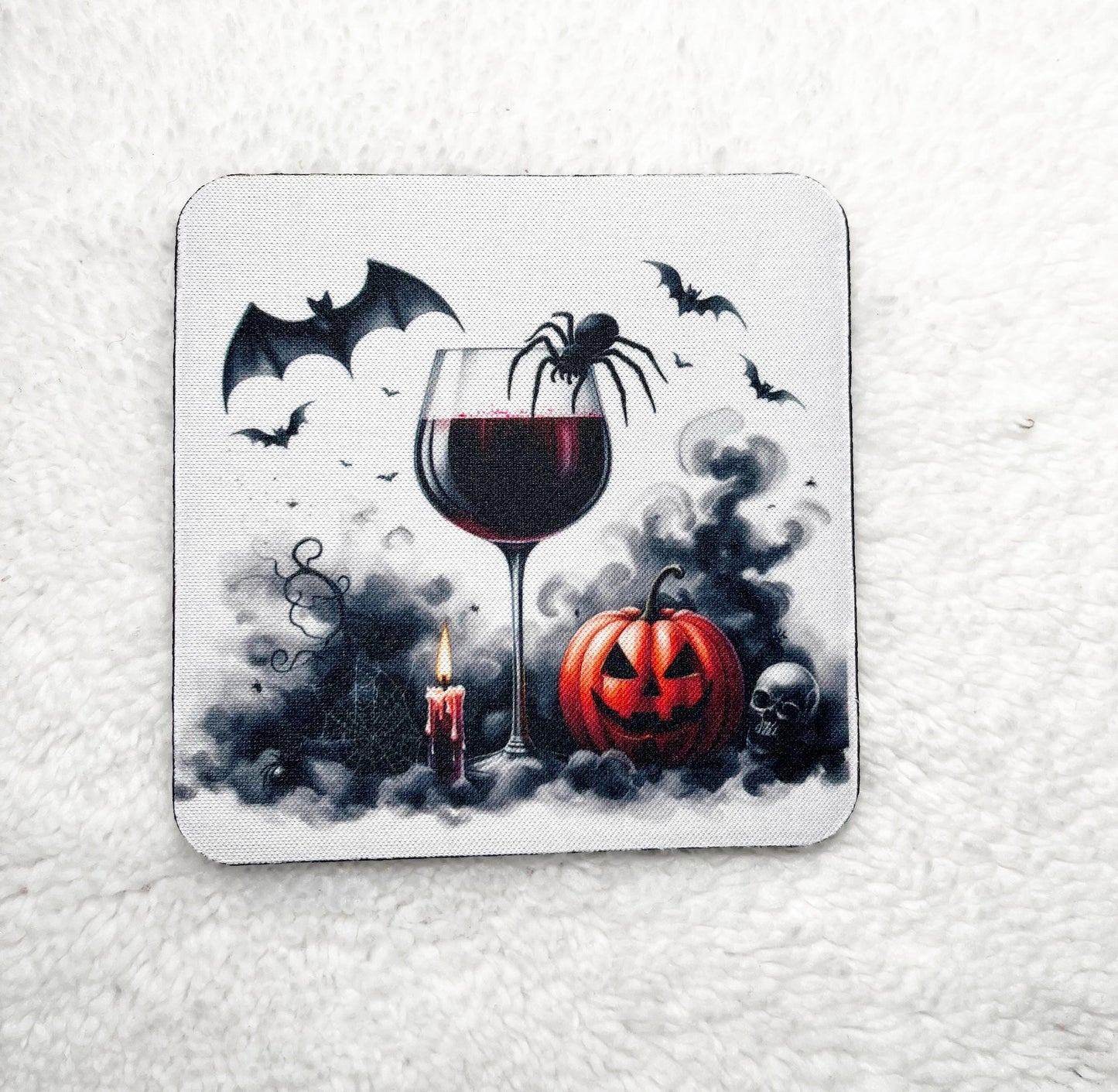 Halloween Neoprene Coaster Set: Spooky Drinkware, Party Decor