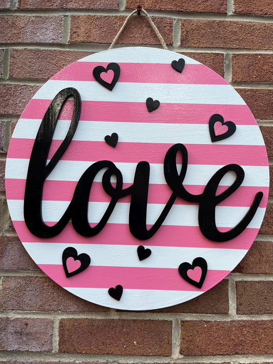 Valentine’s Day wooden door hanger, Handmade door hanger, Pink door hanger, wooden door hanger, Love door hanger, Door decor,