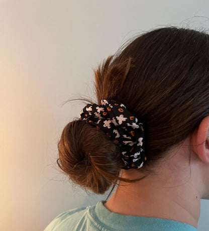 Handmade Halloween Scrunchie: Ghost & Jack-o'-Lantern Cotton Hair Tie